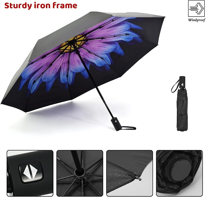 SY COMPACT Umbrella Automatic Travel Waterproof Light Folding Umbrellas Easy - Image 5
