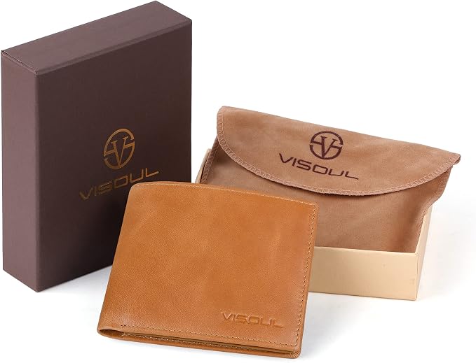 VISOUL Leather Mens Bifold RFID Blocking Wallet - Image 6