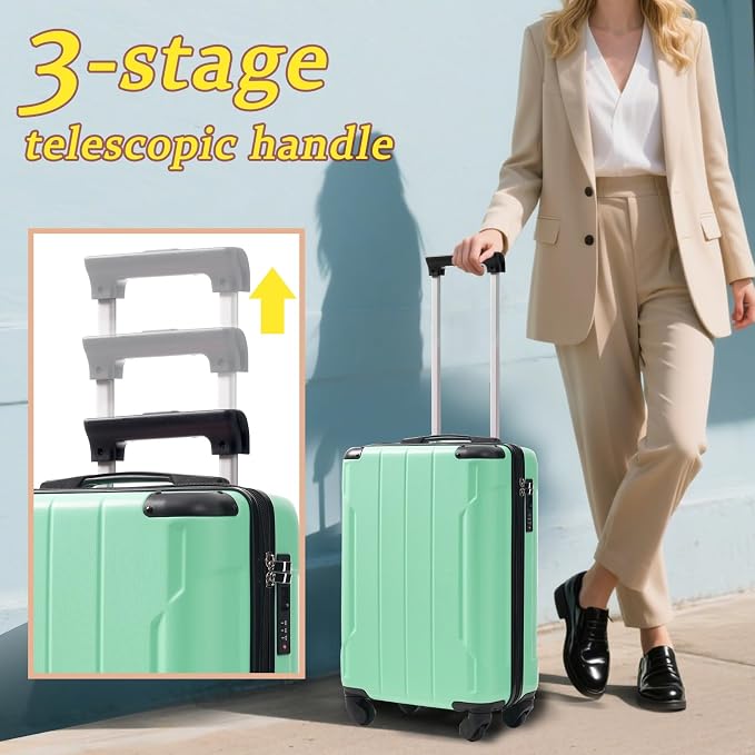 Merax Carry on Luggage Set, 20 Inch Hardshell ABS Suitcase - Image 8