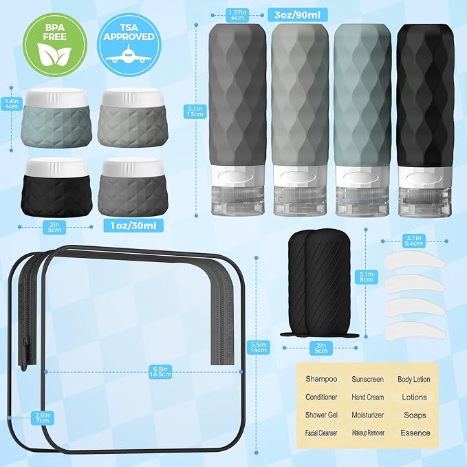 16Pack Travel Bottles for Toiletries, TSA Approved Travel Size Toiletries - Image 2