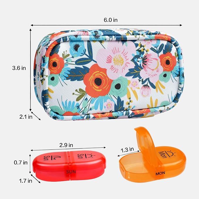 Serfeymi Weekly Travel Pill Organizer 2 Times A Day AM PM Upgraded Rainbow Pill - Image 2