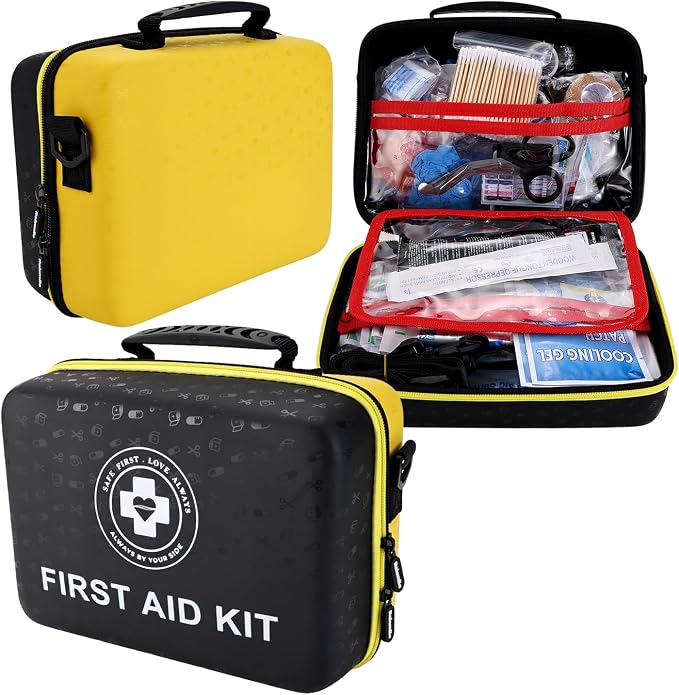 Emergency First Aid Kit 410 PCS – Hard Shell Dual-Color Survival Kit by Raismile