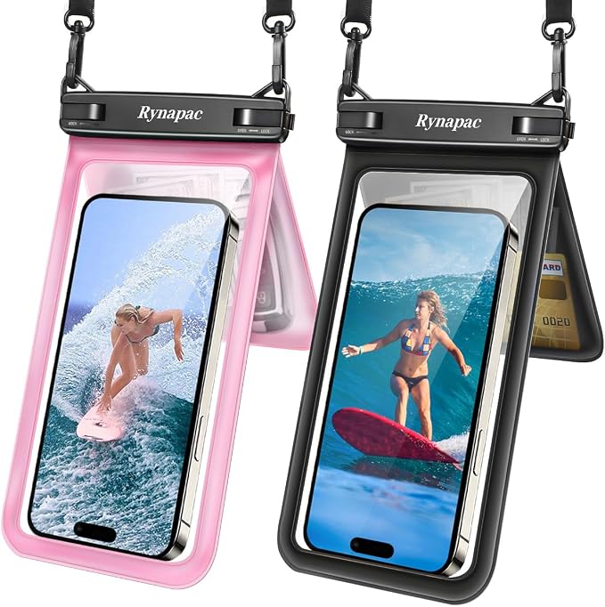 Double Space Waterproof Phone Pouch, 2 Pack Waterproof Phone Case by Rynapac
