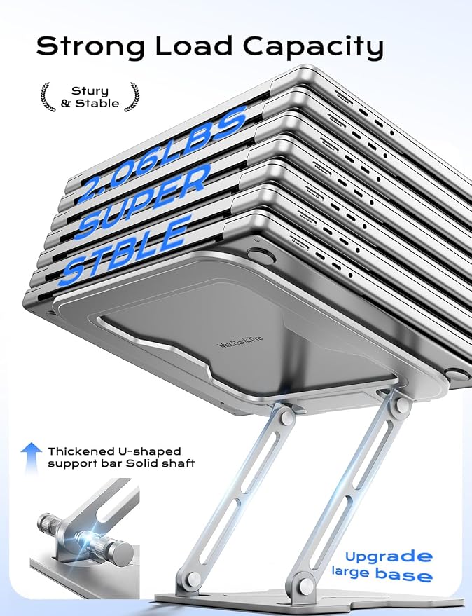 Adjustable Laptop Stand for Desk, Portable Laptop Riser Holder Foldable - Image 5
