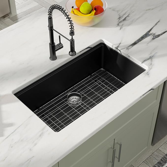 Dcolora 30 Inch Matte Black Kitchen Sink Workstation Granite Composite - Image 4