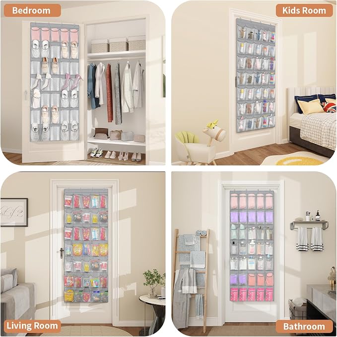 FENTEC 35 Large Pockets Over The Door Shoe Organizer, Mesh Hanging Shoe - Image 5