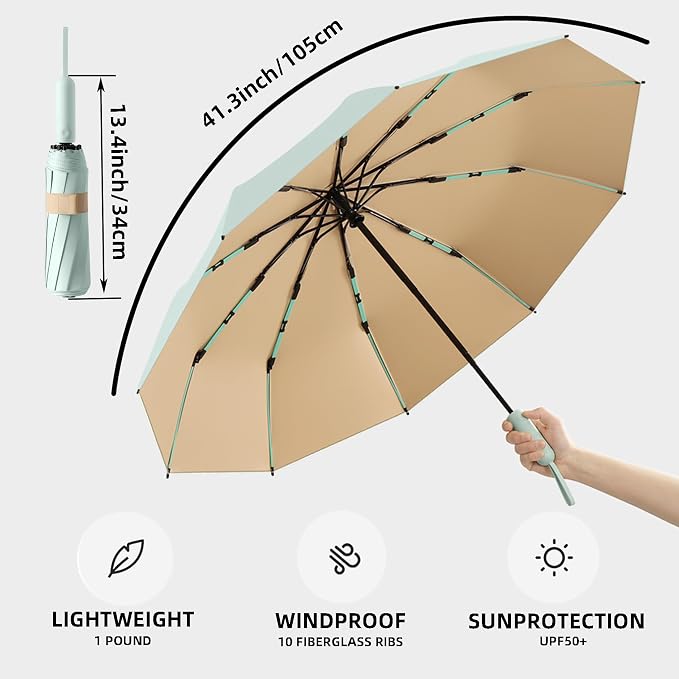 Folding Umbrella Anti-UV Compact Durable Folding Umbrella Auto Open Close - Image 3