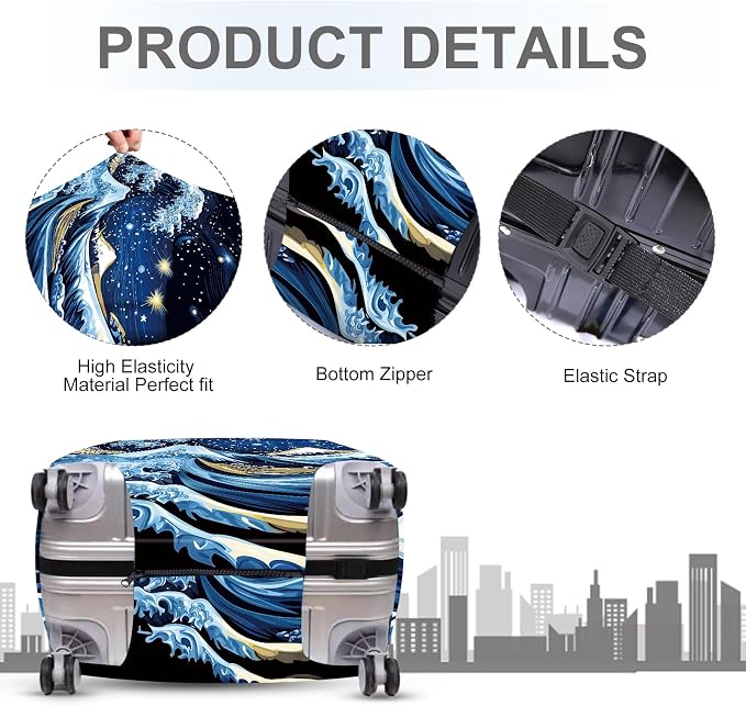 ANNA QUEEN Starry Ocean Wave Luggage Cover, Suitcase Protector - Image 4