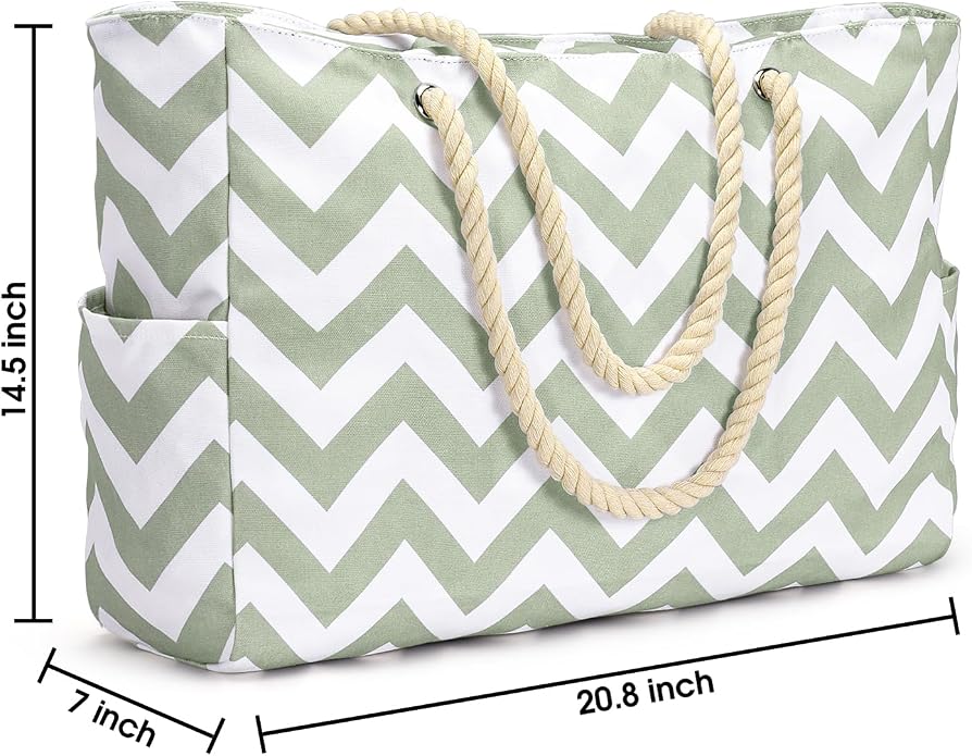 Becokan Beach Bags for Women Large Waterproof Beach Tote Bag Zipper Beach Bags - Image 4