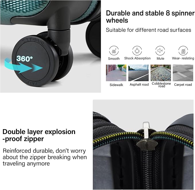 Hanke Expandable Hardshell Luggage Sets 3 piece Carry on Luggage - Image 4