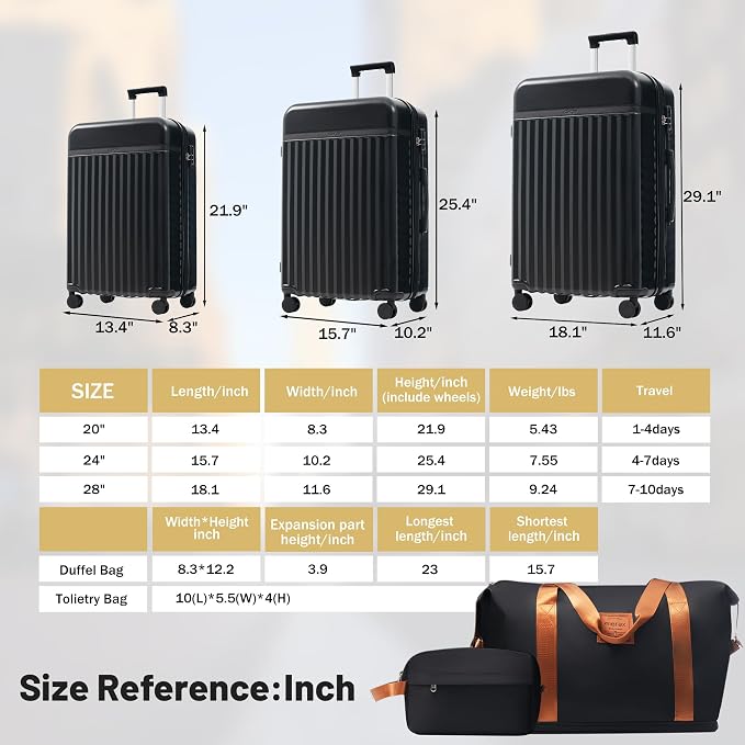 Merax Luggage Sets, Durable Hardshell 3 Piece Suitcase - Image 2