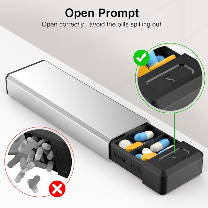 HEIYING Pill Organizer with Aluminum Shell - Image 4
