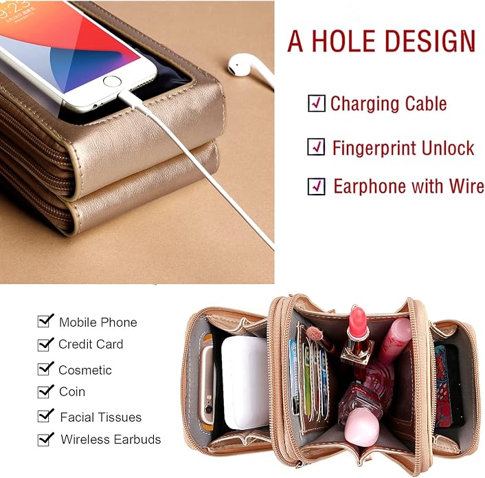 Crossbody Cellphone Purse Women Touch Screen Bag RFID Blocking Wallet Handbag - Image 2