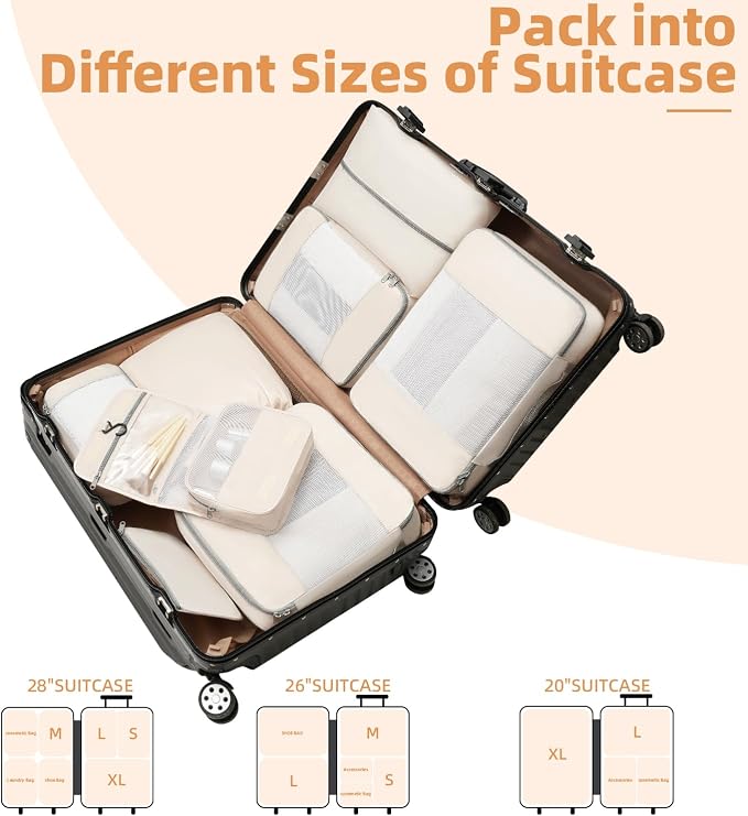 BAGAIL 6 Set/8 Set/10 Set Packing Cubes Various Sizes Packing Organizer - Image 7