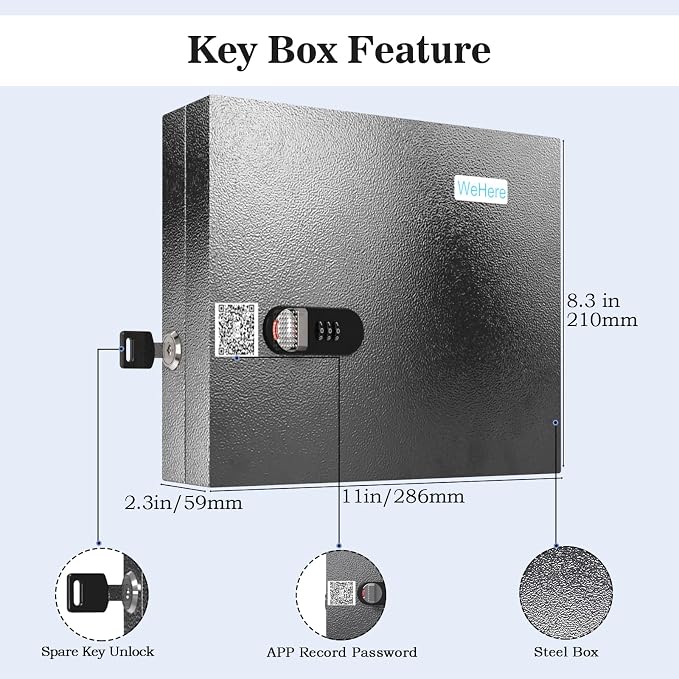 WeHere Key Lock Box, Wall Mount Key Cabinet - Image 2