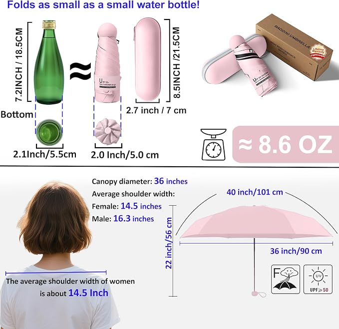 BAODINI Travel Mini Umbrella for Purse - Image 3