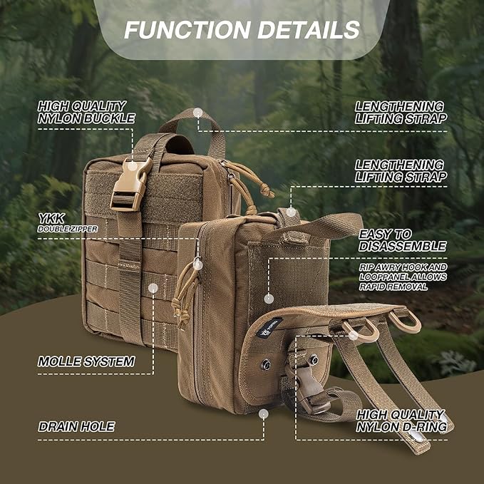TSPRO MOLLE Tactical Medical Bag First Aid Kit EMT Pouch Rip-Away Utility IFAK - Image 4