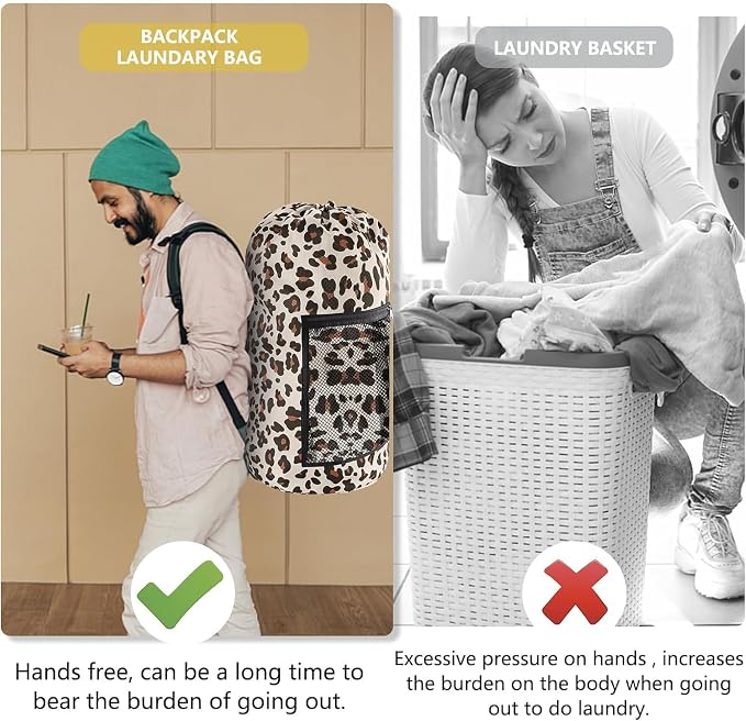 Laundry Bag Backpack, Dirty Clothes Travel Bag - Image 5