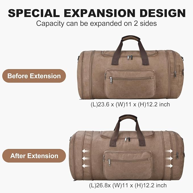 Felipe Varela 60L Duffle Bag for Men, Large Expandable Canvas Duffel Bag for - Image 2