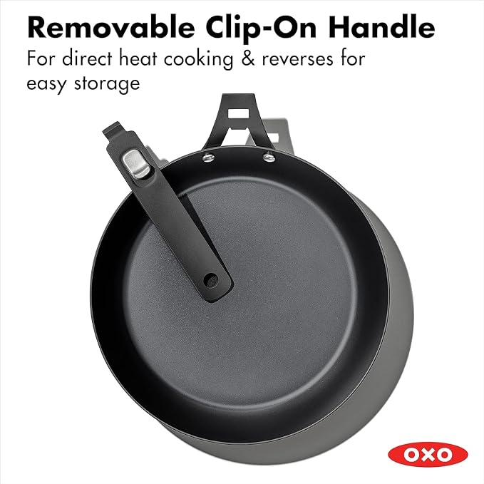 OXO Outdoor Pre-Seasoned Carbon Steel 10" Frying Pan Skillet, Detachable Handle - Image 7