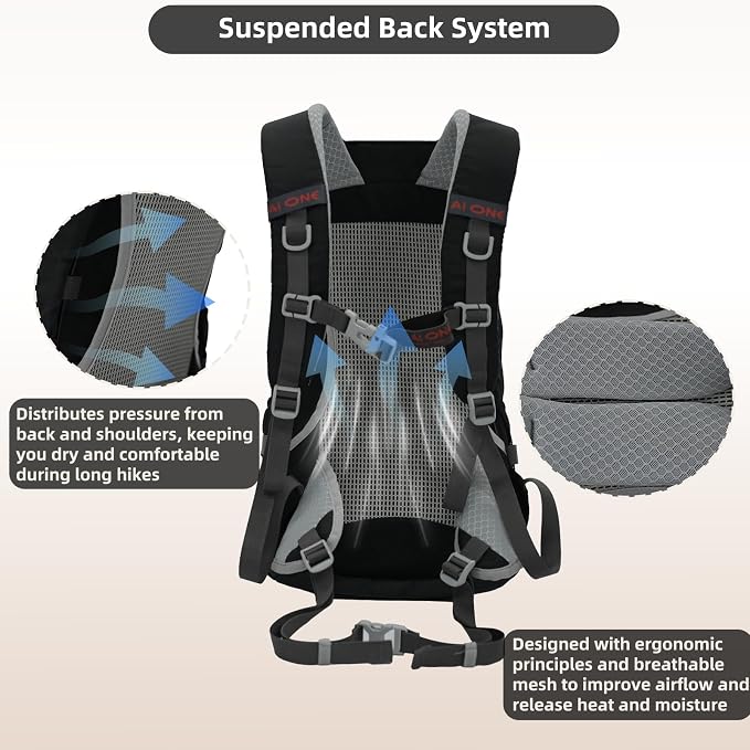 22L Hiking Backpack Lightweight Durable Waterproof Internal Frame Multi-Purpose - Image 2