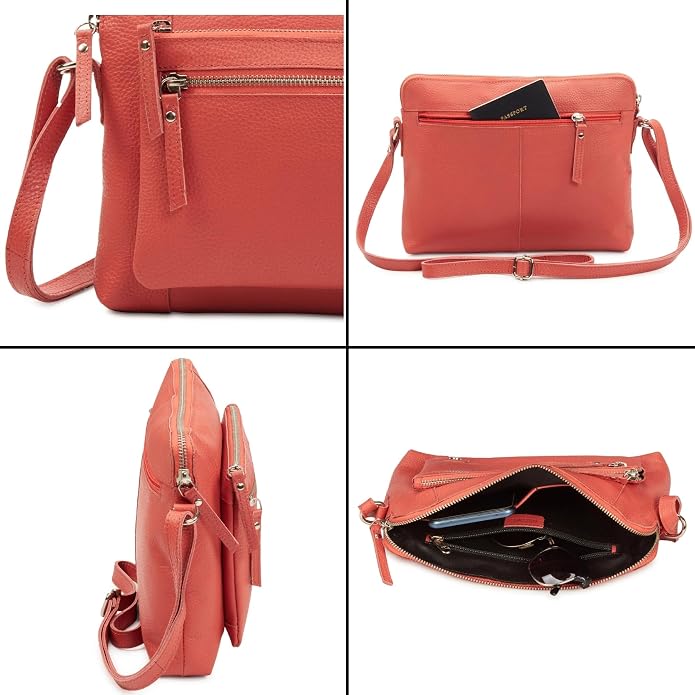 Wise Owl Accessories Small Soft Pebbled Real Leather Crossbody Handbags Purses - Image 5