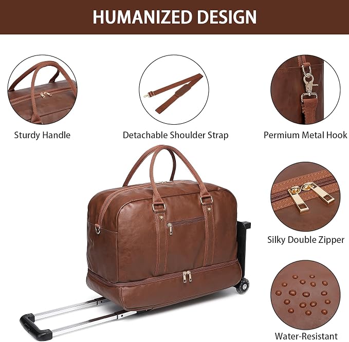 seyfocnia Rolling Duffle with Wheels, Duffle Bag - Image 3