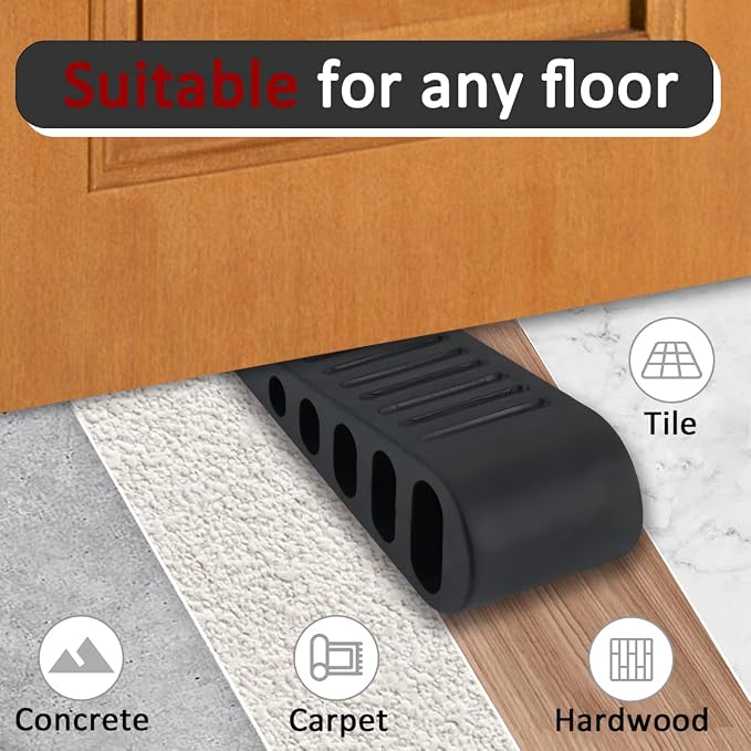 JQK Rubber Door Stopper Wedge, Wooden Floor, DSB61-BK-P2 - Image 4