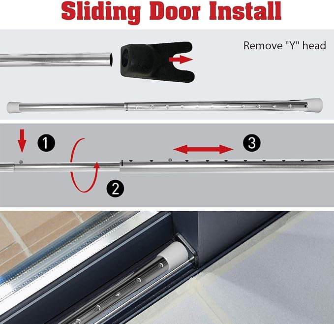 Door Security Bar, SECURITYMAN 2 in 1 Adjustable Door Stoppers Security Bar & - Image 8
