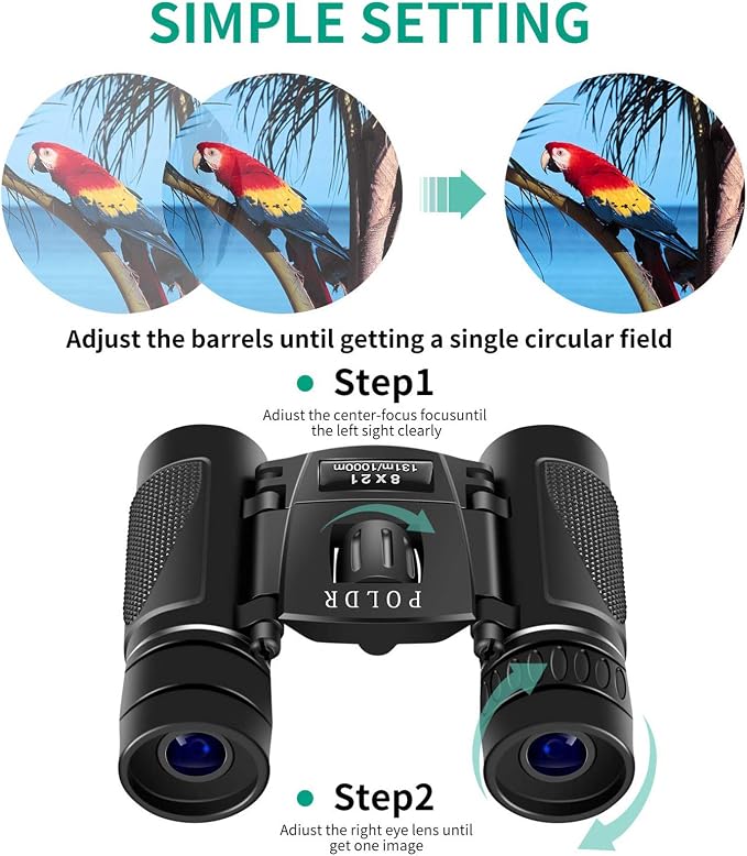 POLDR 8x21 Small Compact Lightweight Binoculars - Image 4