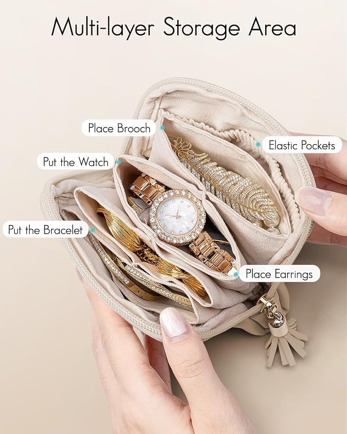 Vlando Small Jewelry Travel Case, Jewelry Pouch Bags - Image 2
