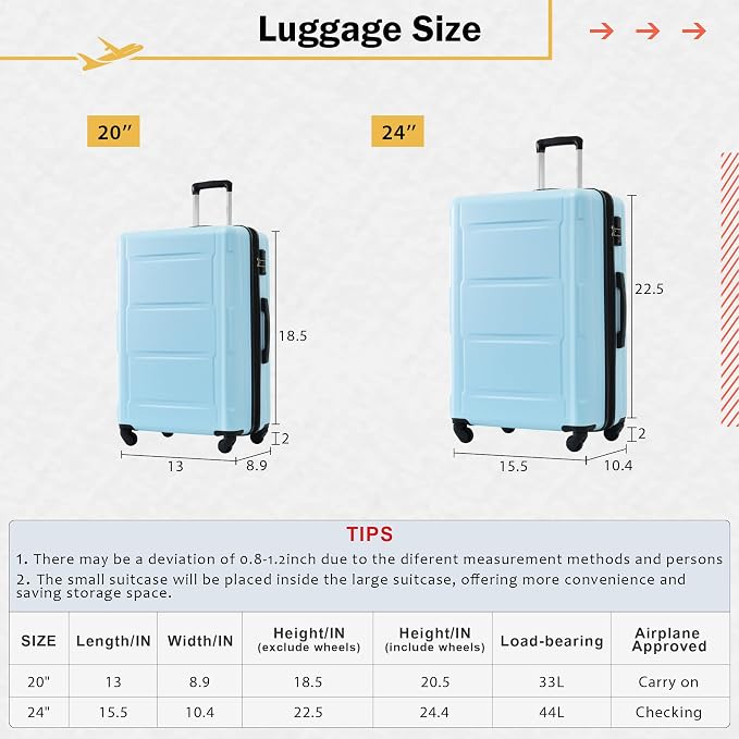 Merax Luggage Set 2 Piece Suitcase Sets - Image 4
