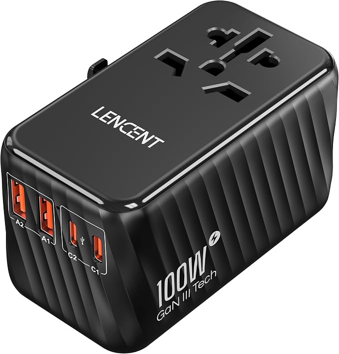 LENCENT Universal Travel Adapter, 100W GaN International Fast Charger by LENCENT
