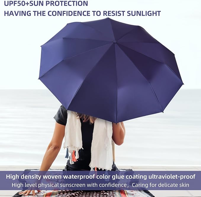 Folding Umbrella Anti-UV Compact Durable Folding Umbrella Auto Open Close - Image 7