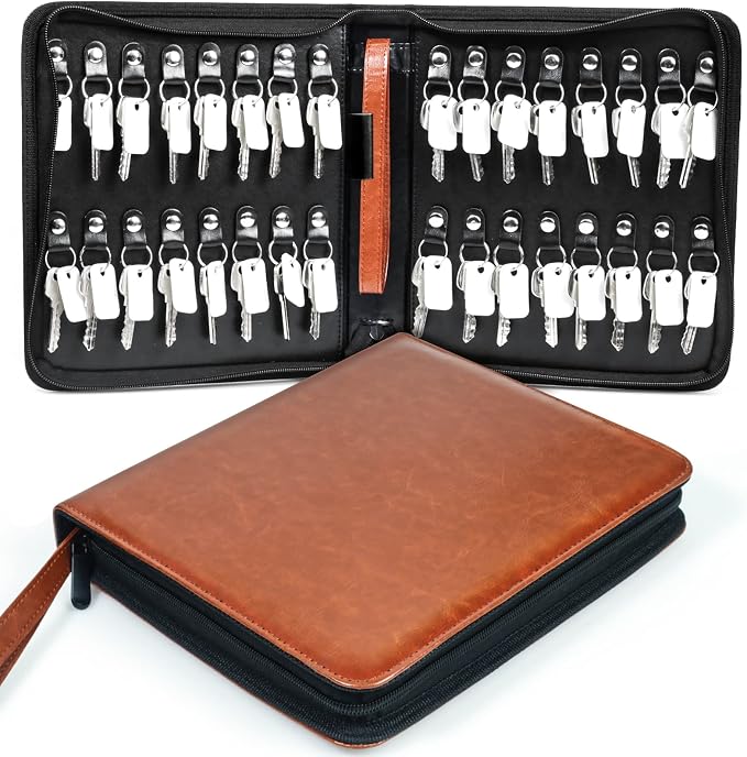 Portable Zippered Key Case, Leather Key Organizer by TUTATA