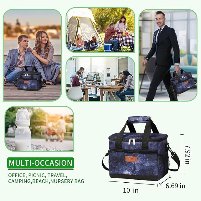 iknoe Large Foldable Cooler Bag, 8.5L Insulated Lunch Bag, Leakproof Lunch - Image 4