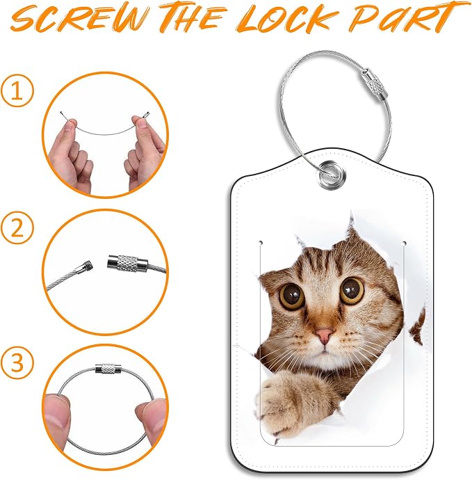 2 Pack Luggage Tag for Suitcase Cat and Butterfly in Hole Leather Travel Cruise - Image 4