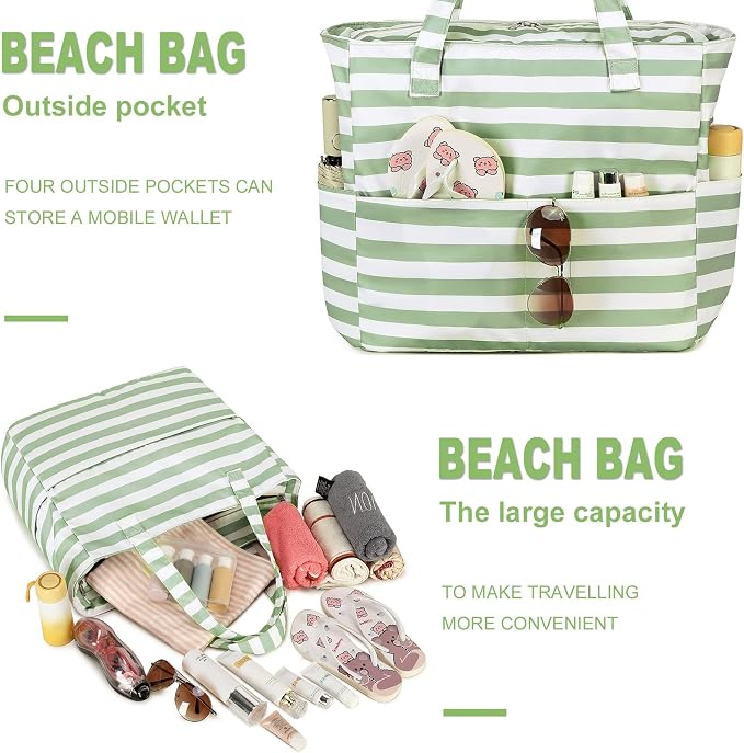 LEDAOU Beach Bag Waterproof Sandproof Women Tote Bag Pool Bag - Image 5