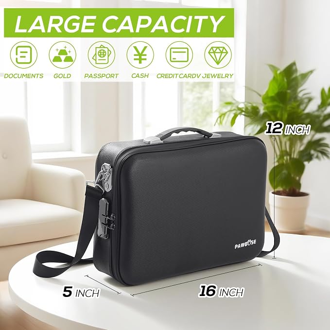 Fireproof Document Box with Combination Lock, Fireproof Water-Resistant Hard - Image 5