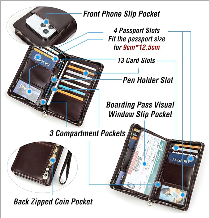 Top Grain Leather Travel Passport Wallet Holder - Image 5