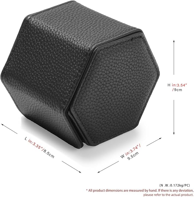 Oirlv Luxury Hexagonal Leather Watch Travel Case Single Watch Box - Image 7