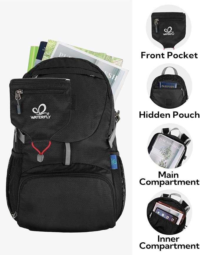 WATERFLY Small Lightweight Packable Backpack: 20l Ultra Light Foldable Travel - Image 4