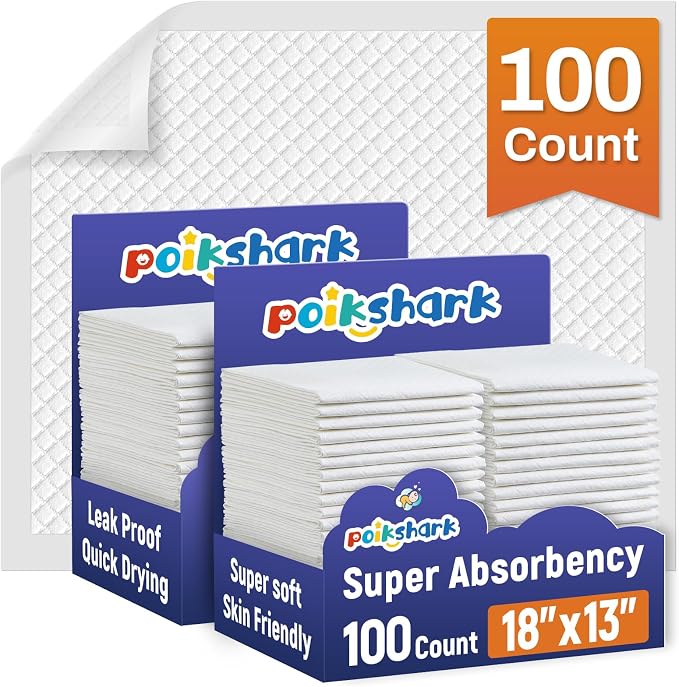 100 Pack Disposable Diaper Changing Pads by POIKSHARK