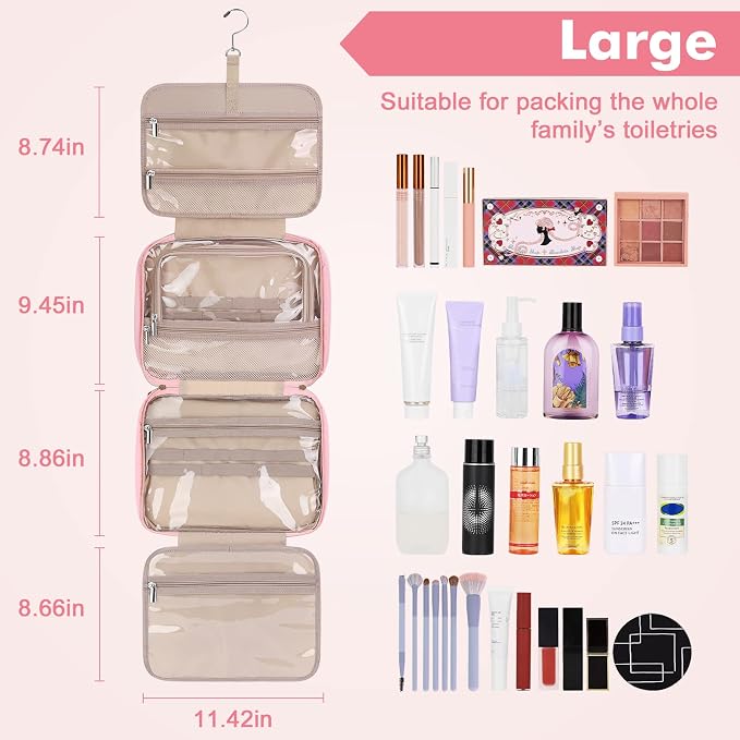 Wedama Toiletry Bag for Women, Large Cosmetic Travel Bag, Hanging Toiletry Bag - Image 2