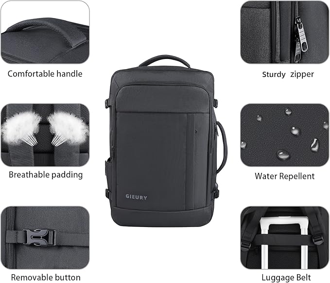 Carry On Backpack, 50L Travel Backpack, Luggage Backpack TSA Flight Approved - Image 5