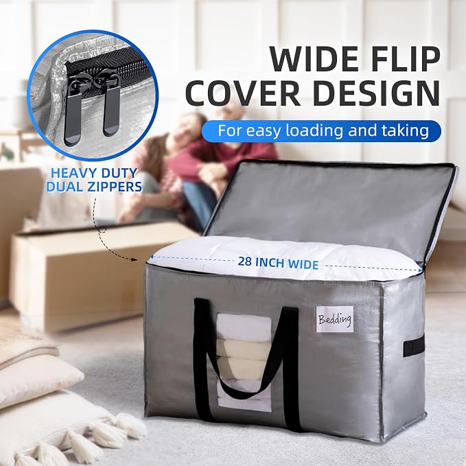 TAILI Extra Large Moving Bags, 8 Pack Silver Heavy Duty Totes - Image 4