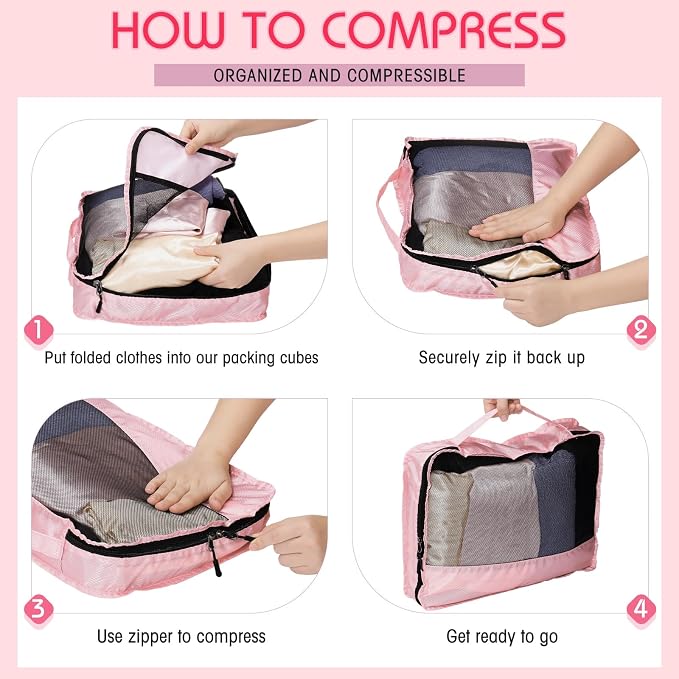 5 Pcs Packing Cubes for Suitcase Large Travel Cubes Carry on Luggage Organizer - Image 4