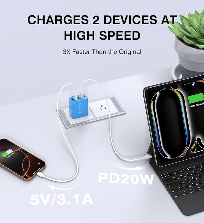 2-Pack USB C Wall Charger Block, 50W 5-Port C Charger Fast Charging Block PD - Image 7