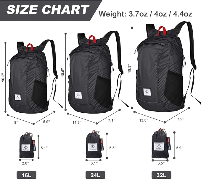 4Monster Hiking Daypack, Water Resistant Lightweight Packable Backpack - Image 2