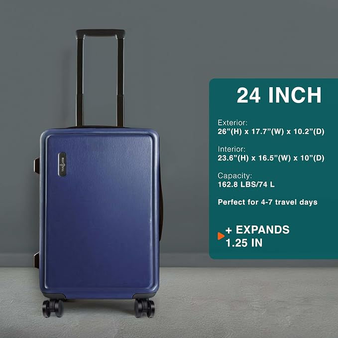 24 Inch Luggage with Spinner Wheels, Hard Shell Suitcase with TSA Locks - Image 2